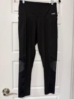 PINK Victoria's Secret Black Mesh Panel Leggings